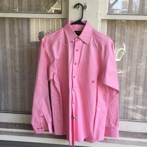 Men’s Ariat pink button up shirt